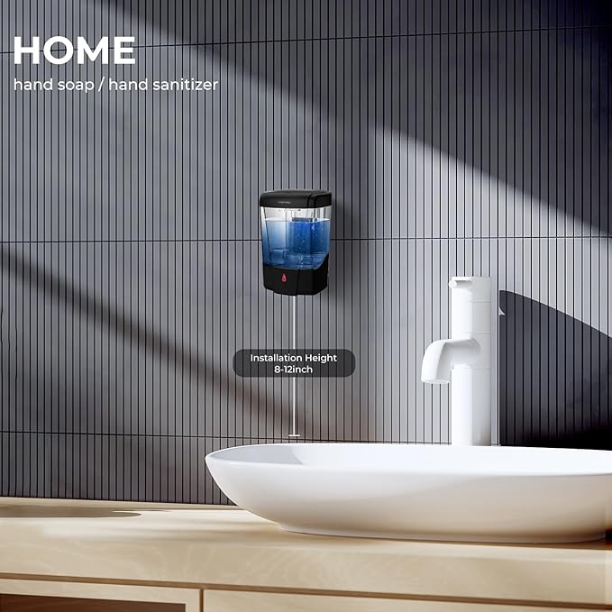 interhasa! Automatic Soap Dispenser Wall Mount 20oz Refillable Liquid Hand Sanitizer Dispenser Commercial Soap Dispenser for Bathroom Support Liquid Gel