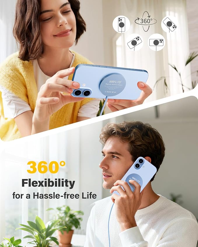 25W Wireless Charger for MagSafe, Qi2.2 Magnetic Fast Charging Pad for iPhone 17/16/15/14/13/12 Series & AirPods, Strong Magnet, Thin & Portable Wireless Charger for Travel Home Office (Blue, 2Pack)