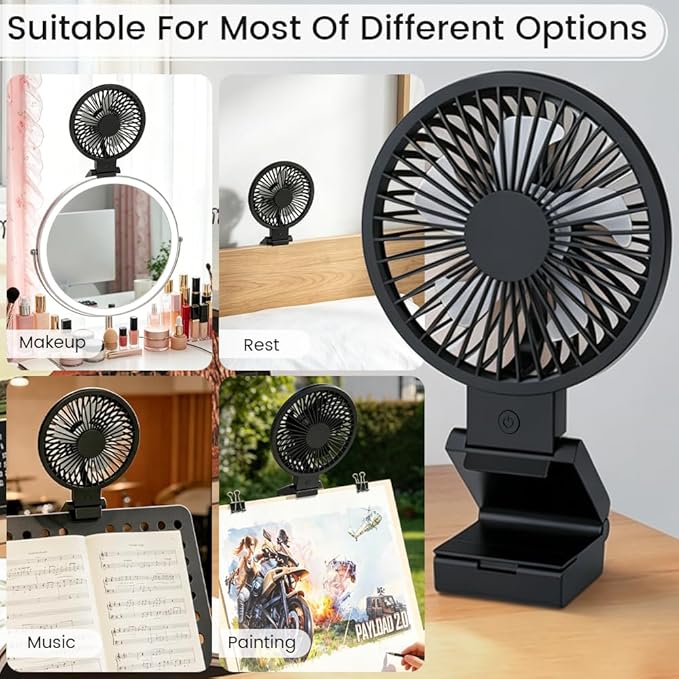 HomeBeyond Clip on Fan for Desk, Desk Fan for Monitor with 60 Tilt, USB Powered Quiet Personal Fan with Stepless Speed Control, Hanging Fan for Office, Gaming, Study