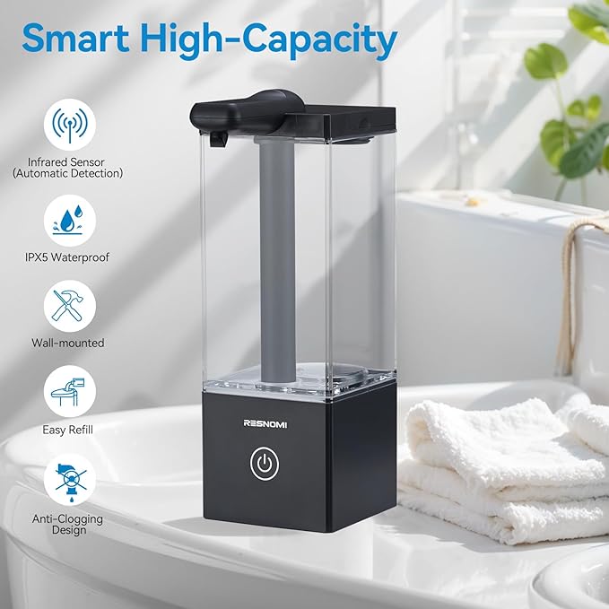 Automatic Soap Dispenser,Touchless Dish Soap Dispenser,16.5oz/490mL Wall Mounted,USB Rechargeable,3 Adjustable Soap Dispensing Levels,Liquid Hand Dispenser for Bathroom,Kitchen,Office(Black)