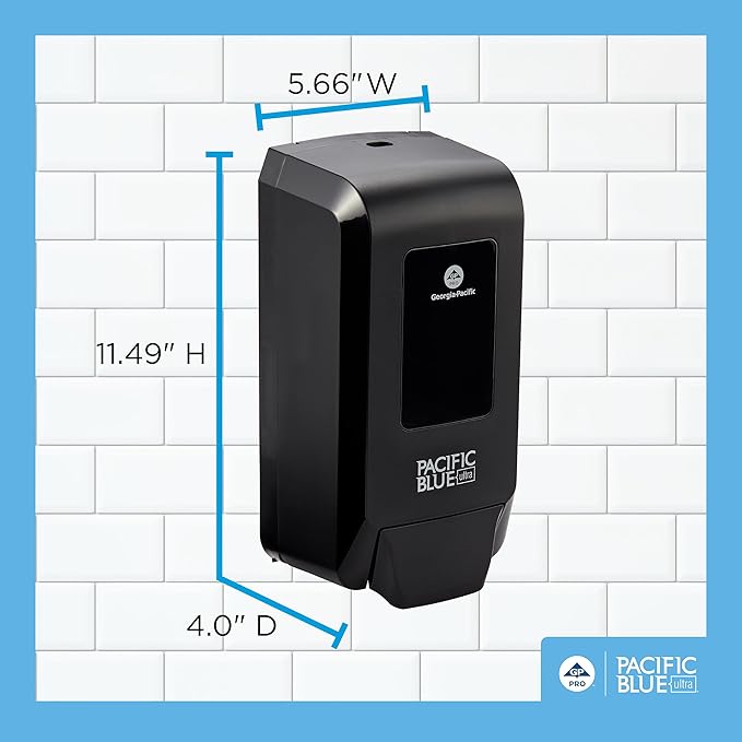 Georgia-Pacific (53057) Pacific Blue Ultra Manual Push Soap Dispenser, Wall Mounted, Easy to Install & Maintain