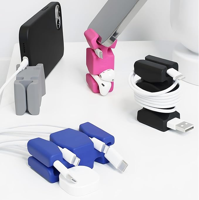 CordBrick 4PK Silicone & Steel Weighted Nightstand Cord Holders. Travel Phone Charger Organizers. Useful iPhone Accessories. Small Gifts for Men, College Students. Tech Gadgets for Teens. Asst Colors