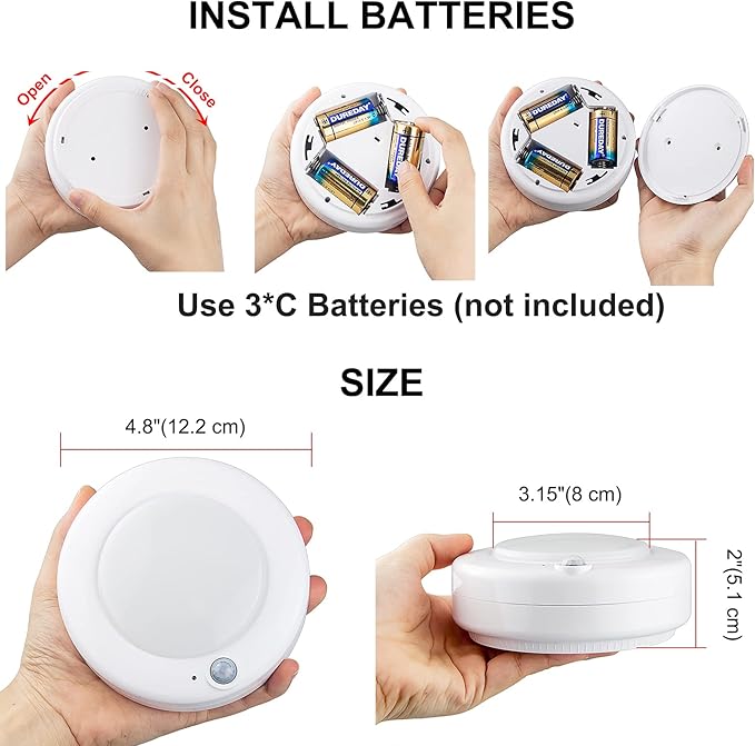 BIGMONAT Battery Operated Shower Light, Motion Sensor Lights, Wireless LED Ceiling Light, Super Bright Indoor Lighting for Closet Pantry Under Cabinet Bathroo, 250 Lumens, 4.8 Inches