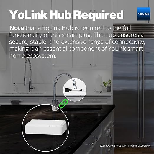 YoLink Smart Outdoor Energy Plug, IP63, 1800W, 15A Smart Plug with Real-Time Energy Monitoring, Automatic Safety Shutoff, Alexa & Google Assistant Compatible, Include YoLink Hub