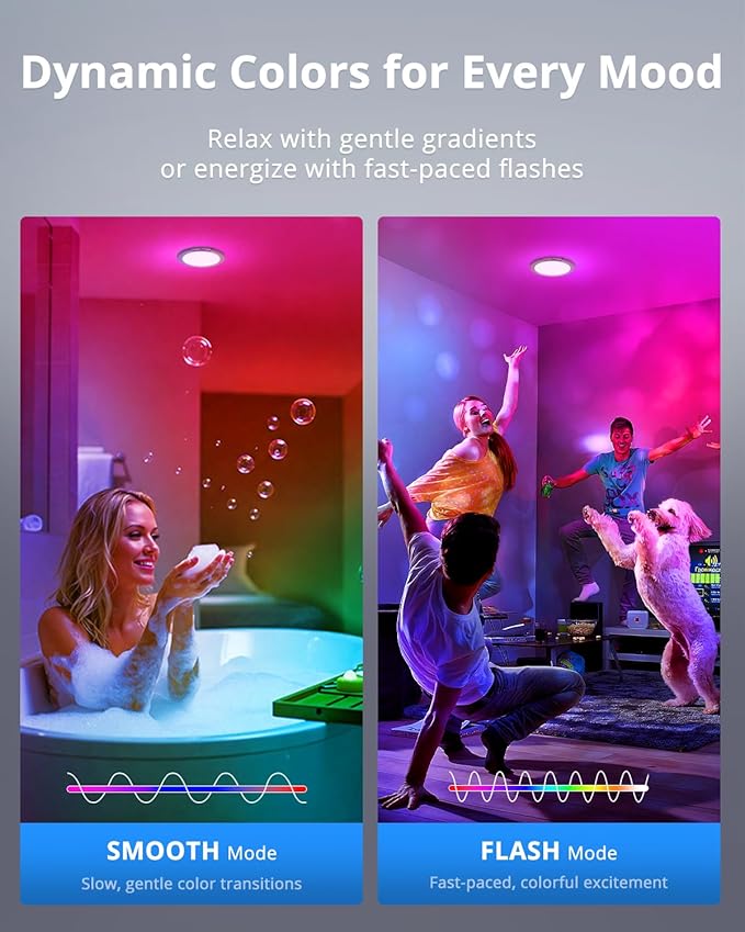 Combuh Rechargeable RGB Ambient Shower Light Waterproof Inside, LED 13 Color Changing Mood Lighting for Bathroom Cordless Battery Operated Stick on Ceiling Lamp with Remote for Bathtub Bedroom