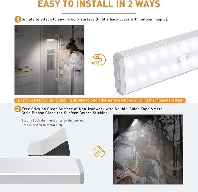 LED Closet Light with Charging Station, 20LEDs Dimmer Rechargeable Motion Sensor Under Cabinet Lighting with Remote Control, Wireless Stick-Anywhere Night Safe Light Bar for Wardrobe,Kitchen-5 Pcs