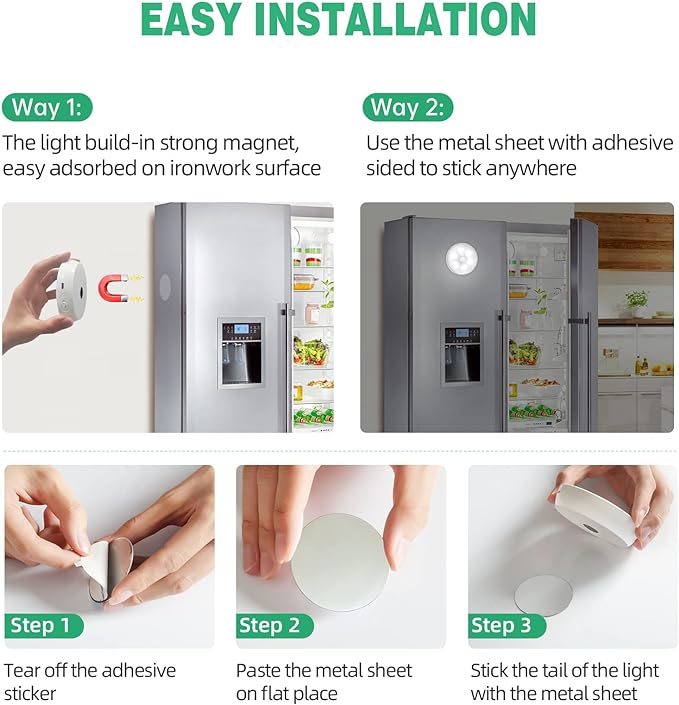 LED Closet Lights Wireless Motion Sensor Puck Light, Newest Version USB Rechargeable Dimmer Step Light with Remote, Night Safe Lighting for Under Cabinet, Counter, Kitchen, Hallway, Stairs (6 Pack)