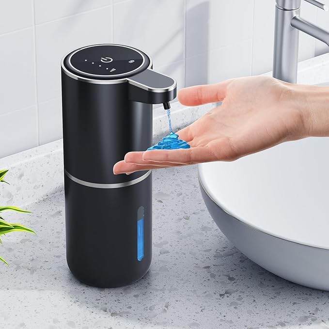 Automatic Soap Dispenser,P11-380ml, Wall Mount Touchless 4 Gear Adjustable Electric Soap Dispenser,USB Rechargeable with Infrared Motion Sensor for Bathroom,Kitchen,Office (Black,Liquid)