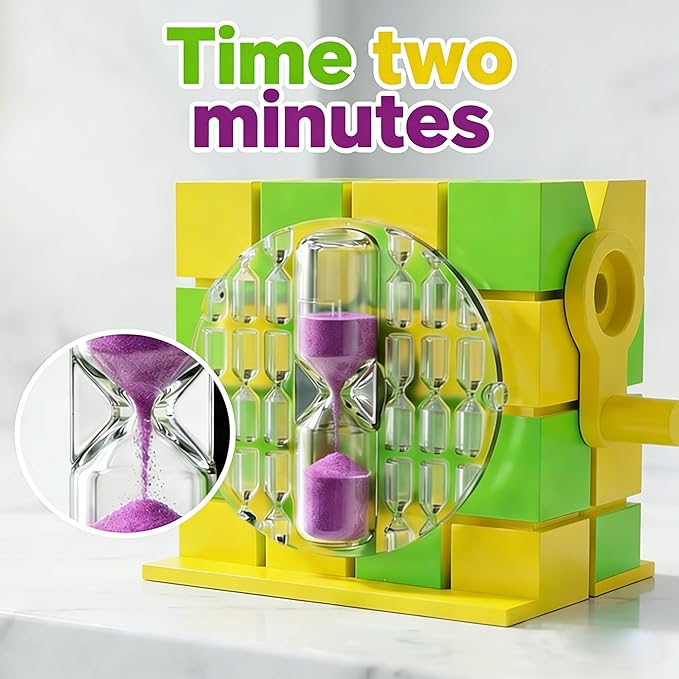 2PCS Toothpaste Tube Squeezer Tool - Toothpaste Dispenser for Kids - Toothpaste Holder Squeezer Stand - Toothpaste Squeezer Roller for Bathroom or Kitchen (Green, with Hourglass)