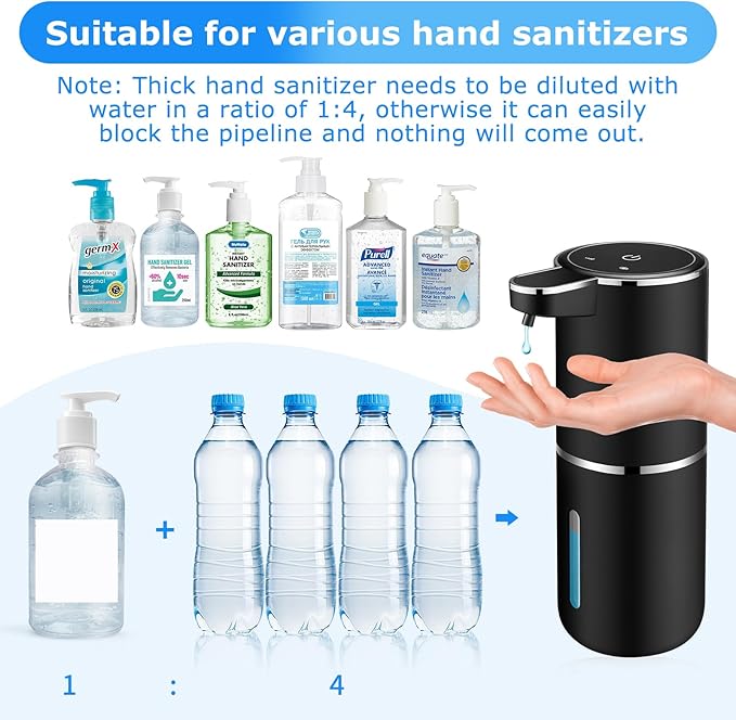VZZNN 2 Pack Automatic Soap Dispenser,Automatic Liquid Soap Dispenser Touchless,12.8oz/380ml USB Rechargeabled Wall Mounted Smart Soap Dispensers for Bathroom Kitchen Dish Soap(Black)