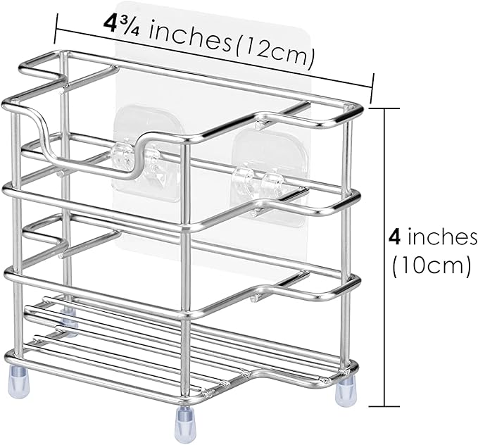 Linkidea Wall Mount Toothbrush Holder for Shower, Stainless Steel Toothpaste Stand, Self Adhesive/Countertop 3 Slots Organizer Compatible with Colgate Extra Clean, Oral-B CrossAction
