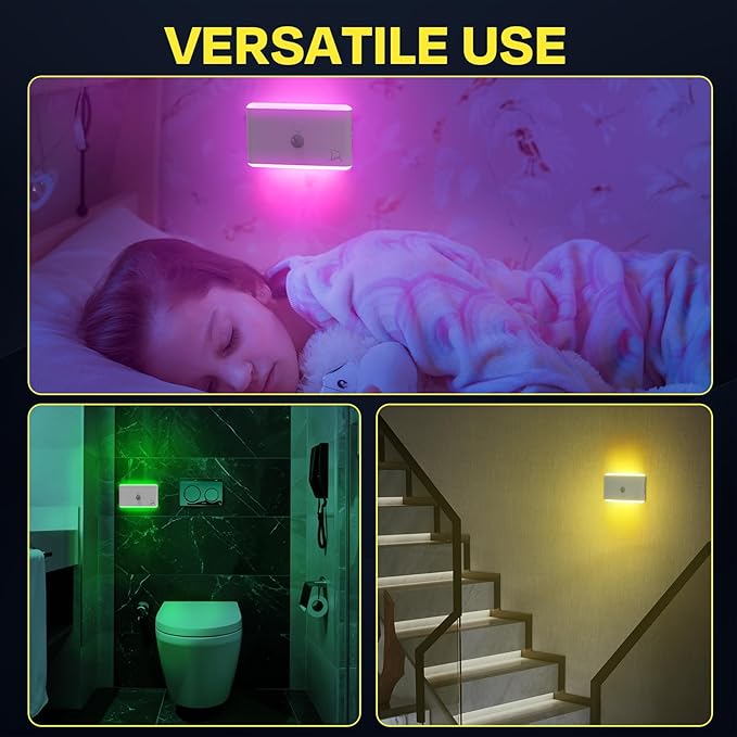 Nordmoose Motion Sensor Magnetic Night Light for Cruise Ship Cabin with Mood-Based Color Selection - Dimmable Brightness, Rechargeable Battery