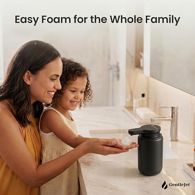 GentleJet SimpleFoam Automatic Foaming Soap Dispenser Touchless Sensor, USB-C Rechargeable, IPX5 Waterproof, Dual Output for Bathroom Kitchen Sink, ABS Compact Design