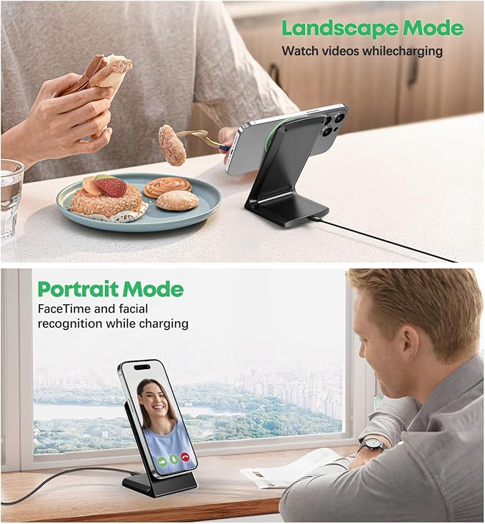 TXXTOL Magnetic Wireless Charger iPhone Stand 15W Fast Mag-Safe Charger for iPhone 16/15/14/13/12 Series Apple Magnet Wireless Charging Station
