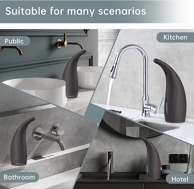 Automatic Soap Dispenser Touchless,300ML Hand & Dish Countertop Electric Liquid Rechargeable Dispenser with Sensor,Modern 4 Gear Adjustable Waterproof Kitchen Auto Soap Pump