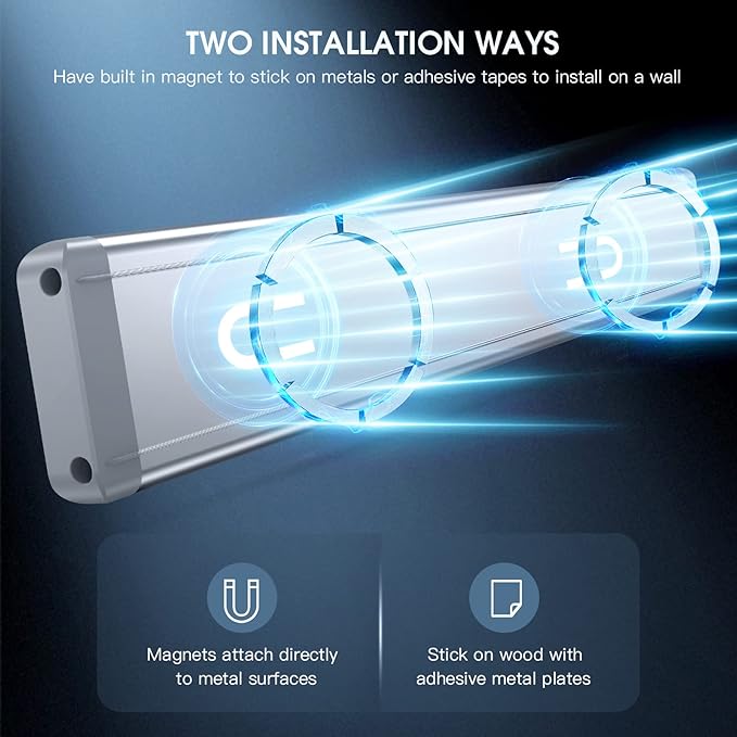 Under Cabinet Lighting, 14.7" Rechargeable Motion Sensor Light Indoor, 2 Pack Magnetic Dimmable Closet Lights, Wireless Under Counter Lights for Kitchen, Stairs,Hallway