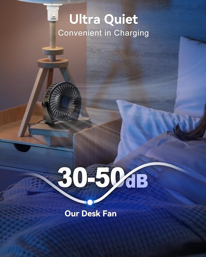 Edvision USB Desk Fan, 5 Inch Small Portable, 3 Speeds Powerful Wind Mini Personal Desktop Fan 360° Rotation Adjustable, Plug In USB Fan Quiet for Table Home Office Travel Car(Black)