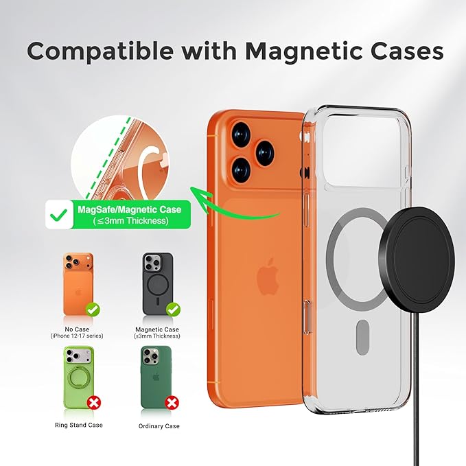 25W Magnetic Wireless Charger: Qi2.2 Qi2 Fast Charging Pad for iPhone 17 16 15 14 13 12 Pro Max, Samsung Galaxy S26 S25, Google Pixel 10, AirPods-Slim Portable for Travel Bedside Office-Black 2 Pack