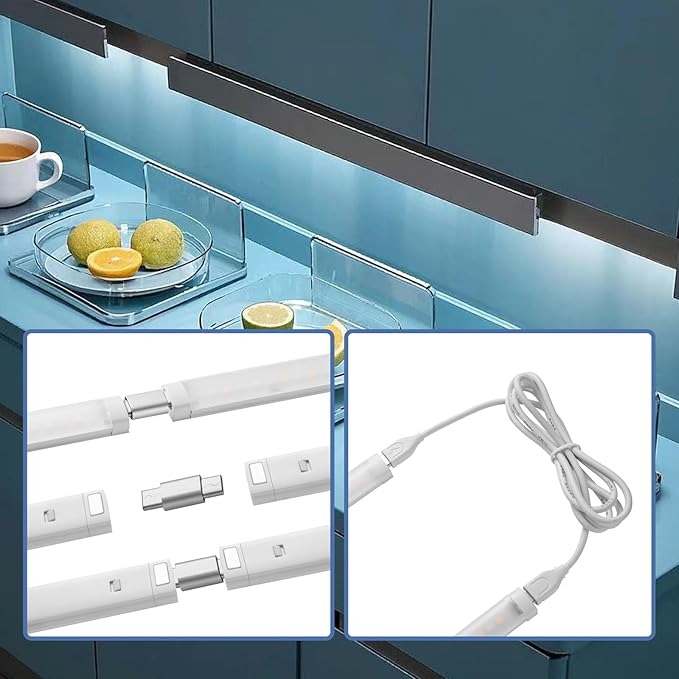 THLIFURE LED Cabinet Lights Bar with Motion Sensor, Dimmable Brightness and Color, IR Remote, Ultra Thin Strips Lighting Magnetic Mounting for Kitchen,Bookshelf,Closet 3Pack