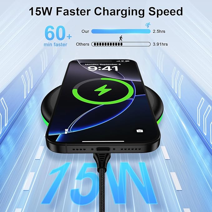 for S25 Edge Wireless Charger Pad for Samsung Galaxy S25 Ultra S25+ S25 FE S24 S23 Z Fold/Flip 7, 15W Android Fast Charging Station with 18W Adapter for iPhone 17 Pro Max 16e 16 15 Plus,Pixel 10 9a 9
