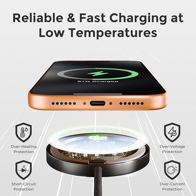 25W Magnetic Wireless Charger: Qi2.2 Qi2 Fast Charging Pad for iPhone 17 16 15 14 13 12 Pro Max, Samsung Galaxy S26 S25, Google Pixel 10, AirPods-Slim Portable for Travel Bedside Office-Black 2 Pack