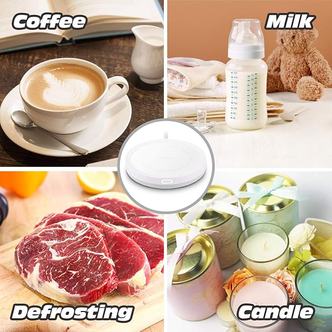 Smart Coffee Warmer, Auto On/Off Gravity-induction Mug Warmer for Office Desk Use, Candle Wax Cup Warmer Heating Plate (Up To 131F/55C)