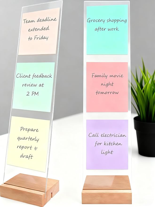 Monitor Memo Board 2PCS - Removable Sticky Note Holder for Computer Monitors, Transparent Acrylic Office Desk Accessories, No Screen Damage, Fits Laptops & Desktops