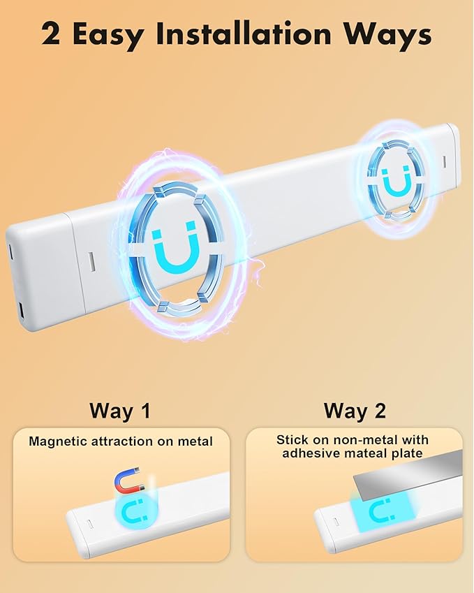 maylit 6 Pack Under Cabinet Lighting, 3 Color Temps Motion Sensor Light Indoor, Rechargeable Battery Operated Lights, Wireless Magnetic Light Bar for Kitchen Counter Closet Stair Shelf Display