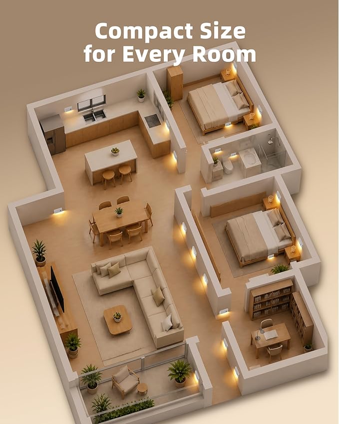 EZVALO Motion Sensor Stair Lights Indoor, Rechargeable Night Lights with Magnetic & Dimmable, Auto On/Off 3000K Soft White, Stick-On for Stairs, Hallway, Bathroom (8 Pack with Charging Station)
