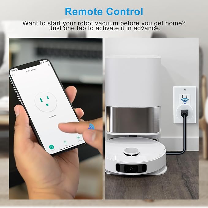 Greencycle Smart Wireless Remote Control Outlet Plug,WiFi Outlets for Household,On Off Smart Outlets Switch Compatible with Tuya,Alexa and Google Assistant,Timer Outlet,No Wiring,White,1SW+4Outlets