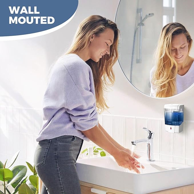 interhasa! Automatic Soap Dispenser Wall Mount 20oz Refillable Liquid Hand Sanitizer Dispenser Commercial Soap Dispenser for Bathroom Support Liquid Gel