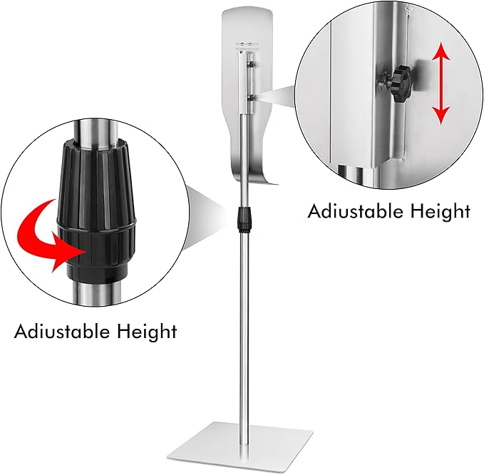 New Star Foodservice 1028904 Freestanding Floorstand for Hand Sanitizer Dispenser, Stainless Steel, Square