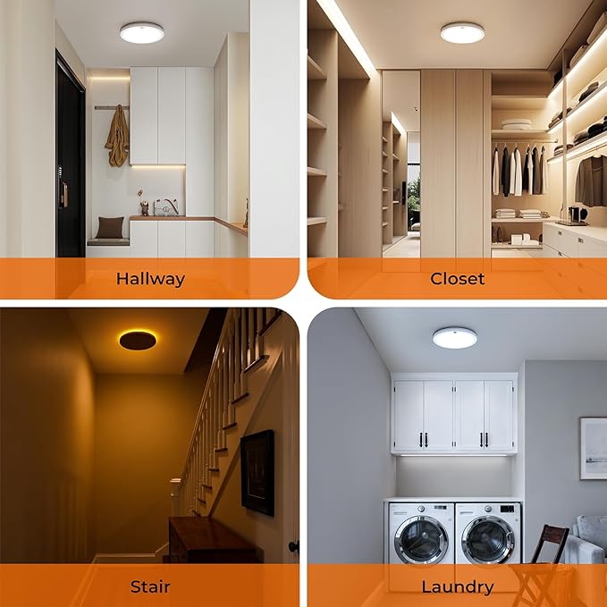 Annaror 2Pack Motion Sensor Ceiling Light with Remote, 8.7 Inch Wired Motion Sensor Light Indoor 3000K/4000K/5000K, 1800LM Dimmable Motion Activated Light for Closet Hallway Stairs White