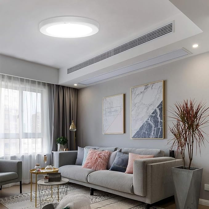S NMT Motion Sensor LED Ceiling Light With 30s/180s Timeout Adjustable,15W 1500LM Round Panel Lighting Fixture For Stairs Toilet Closets,Warm White 3000K Natural White 4000K Cool White 5000K Available