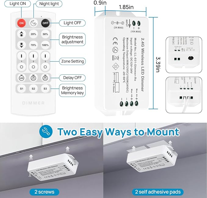 Litever Under Cabinet Lights Plug in. Slim. Super Bright. 21W. Dimmable. 1 Remote Controls Multiple Lighting Kits Synchronously. Perfect for Kitchen Under Cabinets, Over Counter Lights.Daylight 5000K.