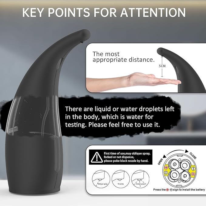 Automatic Liquid Soap Dispenser,300ML Touchless 4 Gear Adjustable,Countertop Electric Battery Operated Hand Soap Dispenser with Sensor for Bathroom,Kitchen,Office（Black）