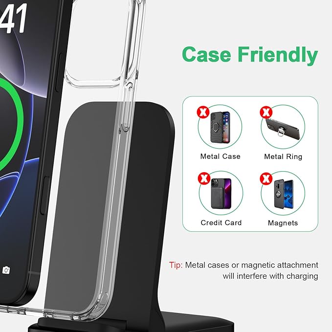 Foldable Samsung Wireless Charger Fast Charging Stand Wireless Android Desk Phone Charger Pad 15W for Samsung Galaxy S25 Edge S25 Ultra S25 Plus S24 S23 S22, iPhone 16e/16 Plus/Pro, with 18W Adapter