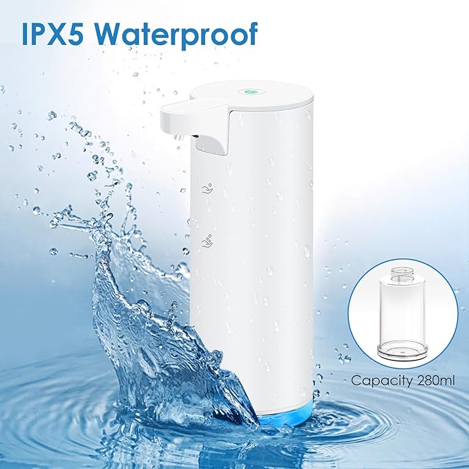 Automatic Hand Soap Dispenser Foaming: Touchless Soap Dispenser Stainless Steel - Free Touch Electric Soap Dispenser Rechargeable with Sensor for Bathroom, Commercial (White)