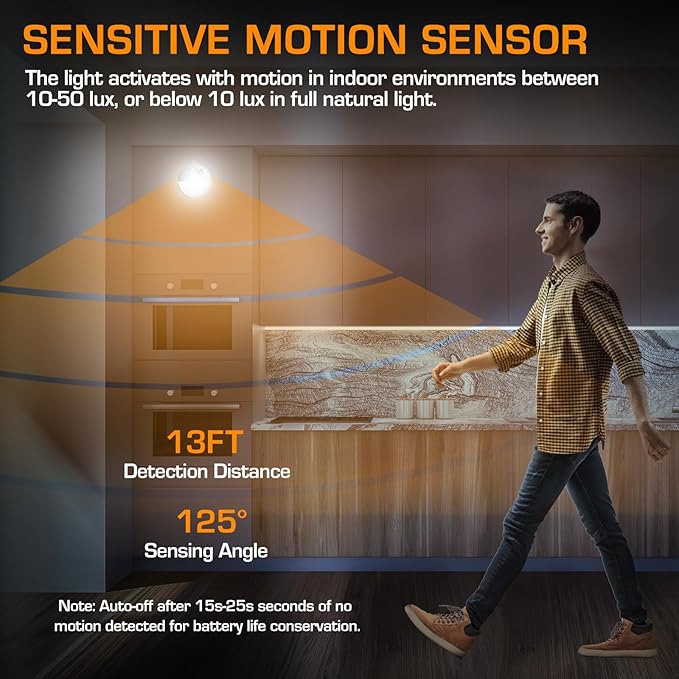 EverBrite LED Motion Sensor Night Light, Dimmable Night Lights with 15 RGB Colors, Cool White Motion Activated LED Night Light for Stairs, Hallways, Bathroom - with 18 AAA Batteries, 6-Pack