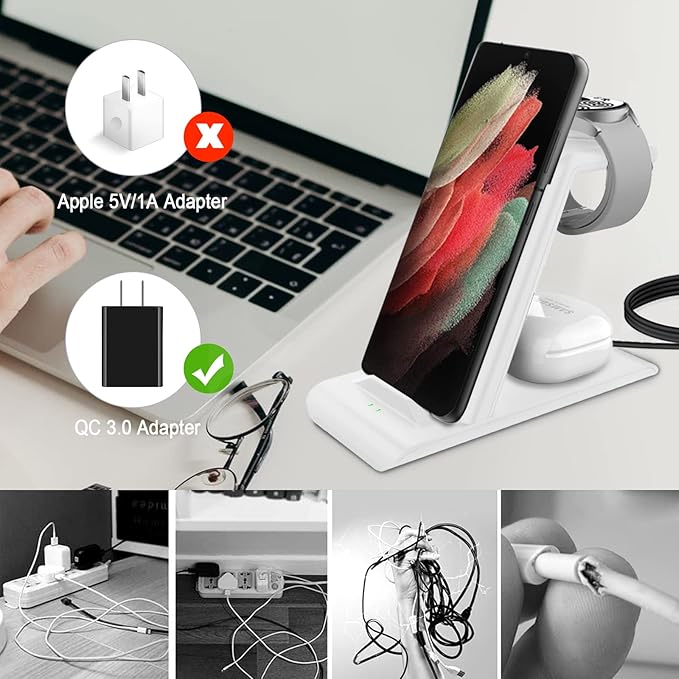 Wireless Charging Station for Samsung Wireless Charger Galaxy S26 Ultra/S25/S24/S23/S22/Note20 Z Fold Flip7 Galaxy Watch 8/7/6/5/4/3 Active 2/1 Stand Galaxy Buds4/4 Pro/3/2 Pro/Live Multiple Devices