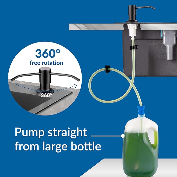 Soap Dispenser for Kitchen Sink,Matte Black Stainless Steel Countertop Dish Sink Soap Dispenser Pump with 47 '' Extension Tube kit