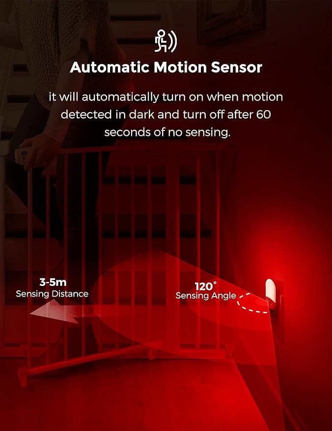 L LOHAS LED Red Night Light Plug in, Motion Sensor Night Light for Kids, Sleep Aid Red Nightlight, 30/60LM, Motion Activated Night Lights for Bathroom, Hallway, 2 Pack