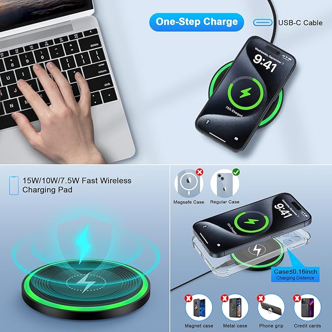 Samsung Wireless Charger Fast Charging Pad for Samsung Galaxy S26 S26 Ultra S26 Plus S25 Edge S24 Ultra S24+ S24 S23 FE S22 S21 S20 S10 Note 20 10, 18W Phone Wall Charger Cargador Inalambrico