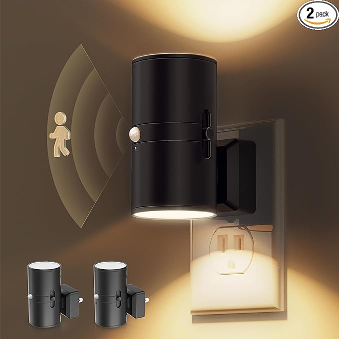 L LOHAS LED Motion Sensor Night Light, Dimmable Night Lights Plug into Wall, Plug in Nightlight, Motion Sensor Light Indoor for Bathroom Hallway Bedroom Stairs Kids Elderly [3000K,2 Pack]
