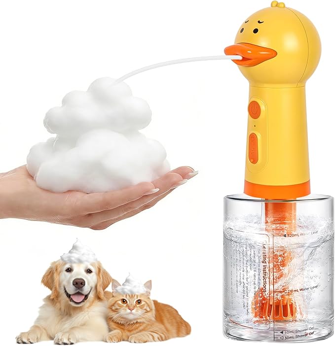 Electric Foaming Shampoo Dispenser with Stirring Mechanism for Dog and Cat Bathing, Rechargeable Soap Dispenser for Pet Bathing, Bathroom, Kitchen Sink, Toilet Cleaning