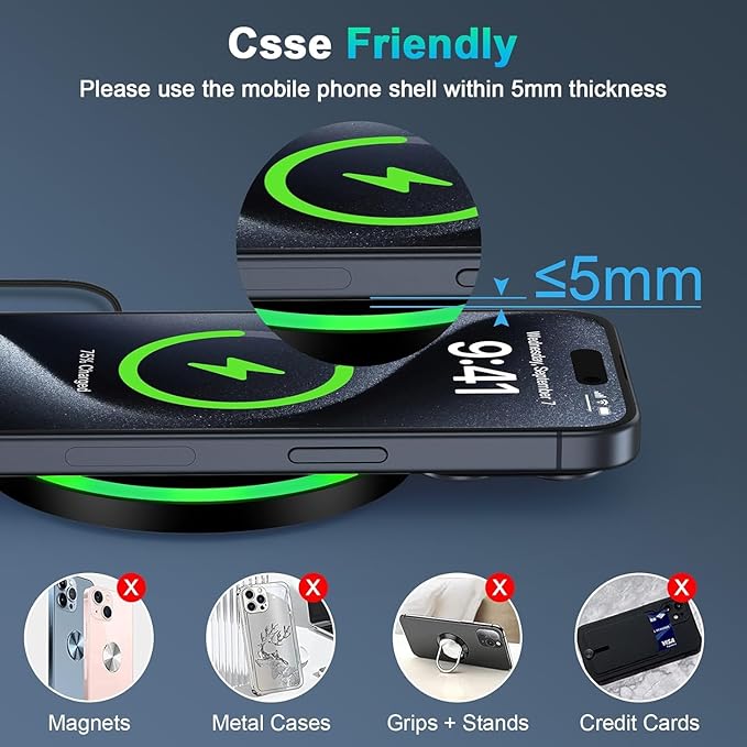 Samsung S25 Wireless Android Charger Fast Charging Pad for Samsung Galaxy S26 S25 Ultra/S24 Plus/FE/S23/S22/S21,2Pack 15W Fast Wireless Phone Charger Station for Moto Edge 2024/G Stylus 5G/Razr 2024
