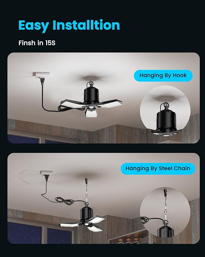 Motion Sensor Garage Light Plug-in 80W 8000LM, Motion Activated Led Shop Light with Romote, 3 Modes Indoor Bulb for Basement/Workshop 1Pack
