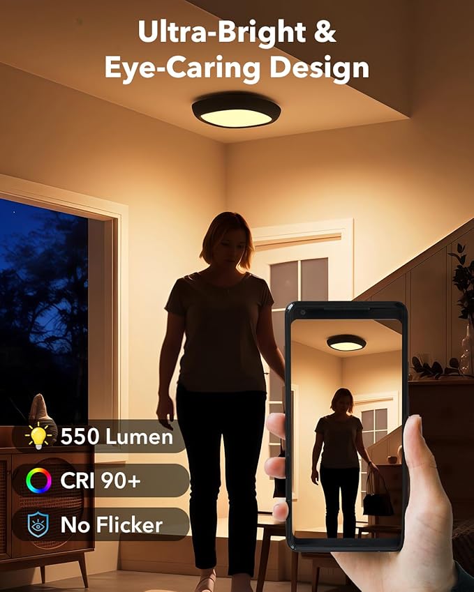 Motion Sensor Rechargeable Ceiling Light with Remote, 12000mAh Wireless Shower Lights for Inside Shower, Battery Operated Closet Light Sensored LED Overhead Lighting No Wiring for Hallway Garage