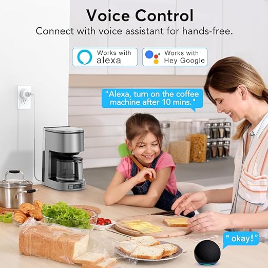 EIGHTREE Smart Plug, WiFi Outlet Works with Alexa & Google Home, Smart Home Socket with Remote Control & Timer Function, 2.4GHz WiFi Only, 4 Packs