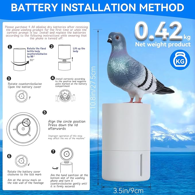Peace Bird Foam Soap Dispenser-Pigeon And Bald Eagle Shaped Foam Hand Washer, Suitable for Kitchen and Bathroom, Automatic Liquid Soap Dispenser, Touchless Battery Powered Hand Washer (Pigeon (white))
